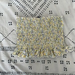 Tube top with ruffle detail at the bottom